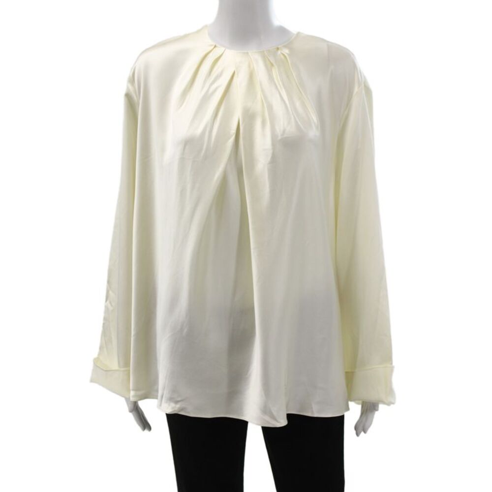Lily Silk Womens Basic Silk Round Neck Long Sleeve Blouse Size 2XL